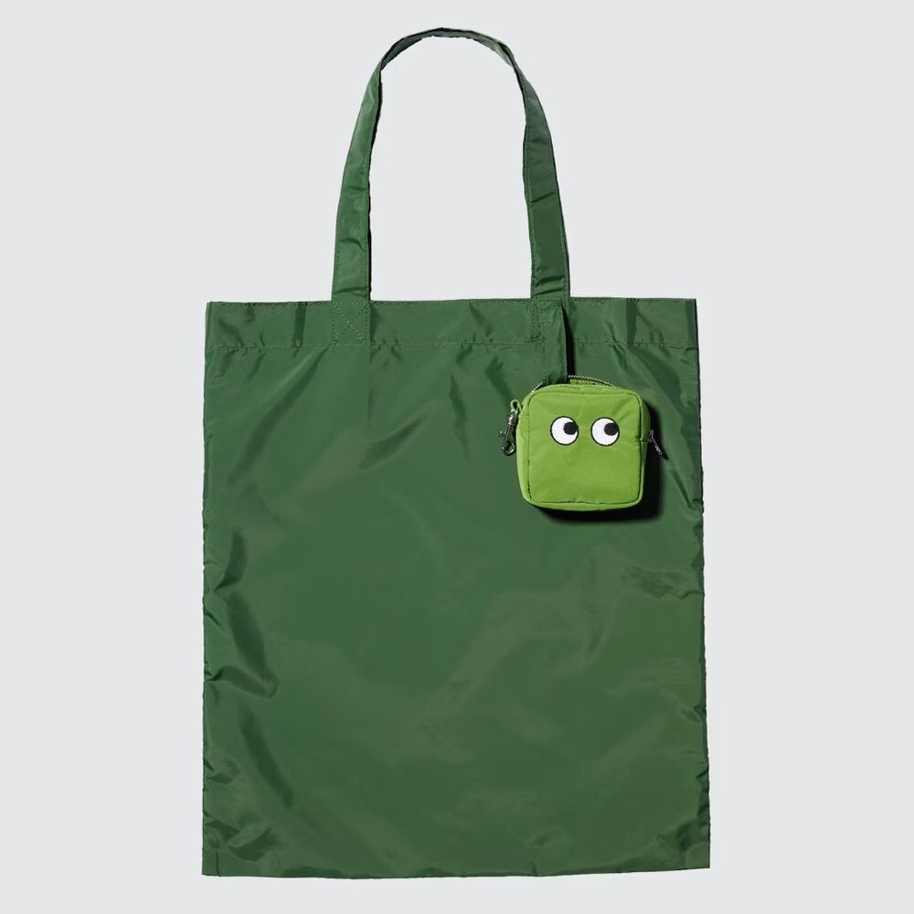 Anya Hindmarch x Uniqlo Green Packable Nylon Reusable Tote Bag New w/ Tags
